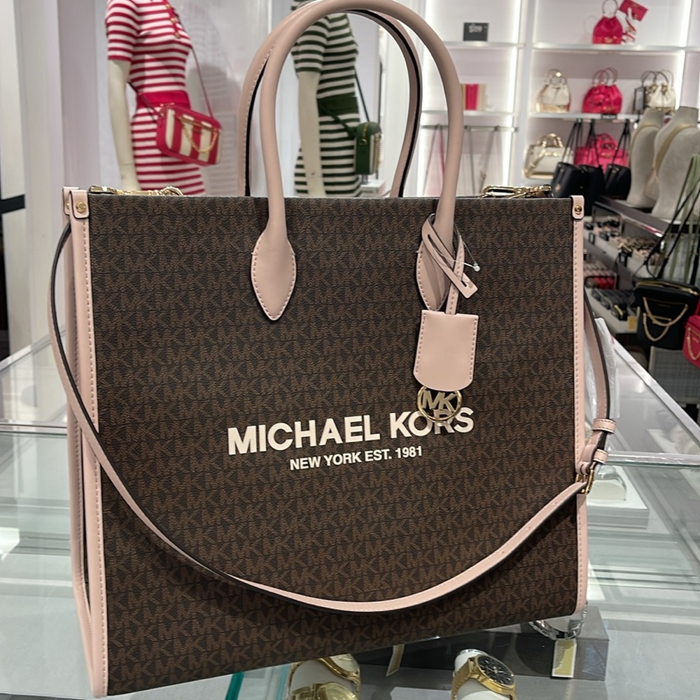 Michael Kors Brown and Pink Tote Bag